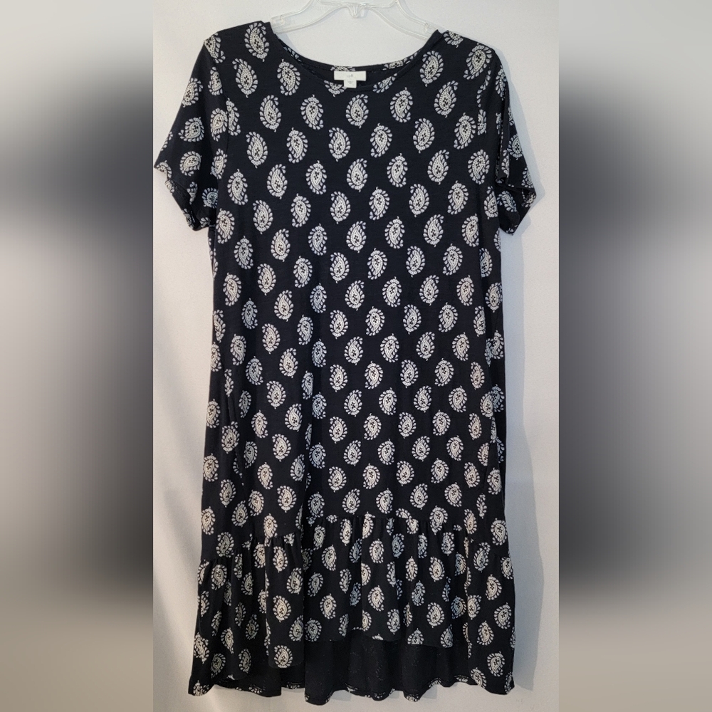 J. Jill Blue and White Midi Sundress Casual Crew Neck Size M